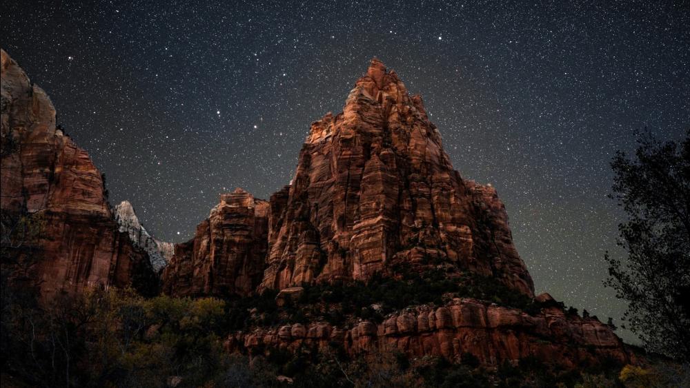 Starry sky above the Zion National Park  wallpaper