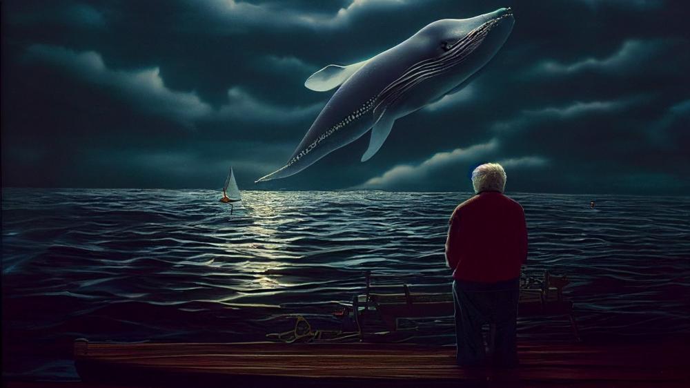 AI-Art: Old man by the sea wallpaper