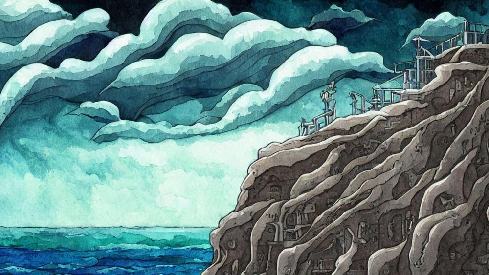 AI-Art: a boring Gym on a gigantic cliff wallpaper
