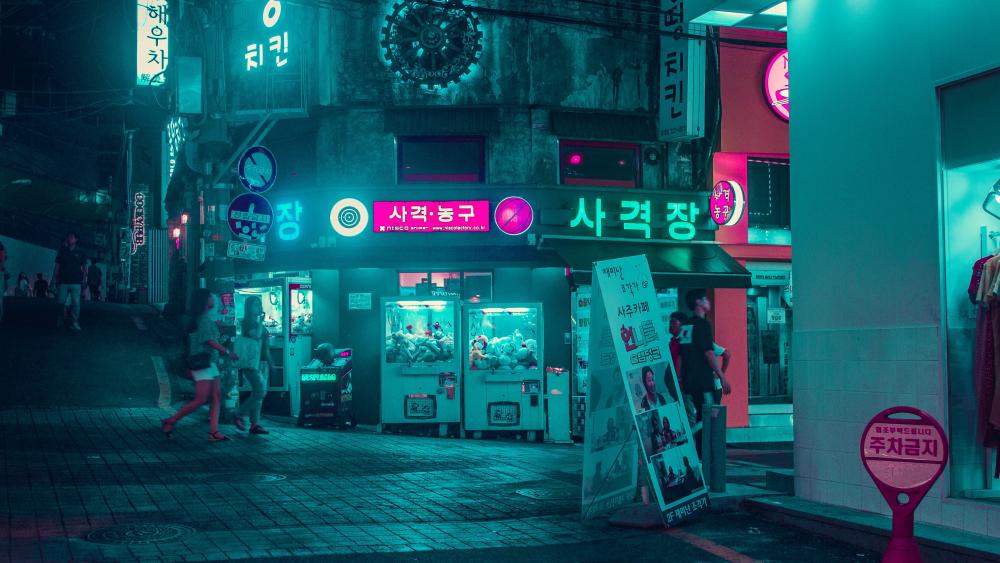 Night street in Seoul wallpaper