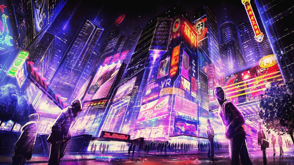 Futuristic Neon Metropolis wallpaper