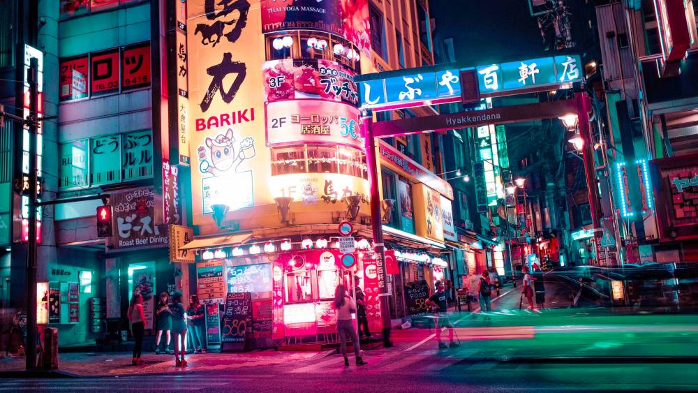 Neon Tokyo by night wallpaper