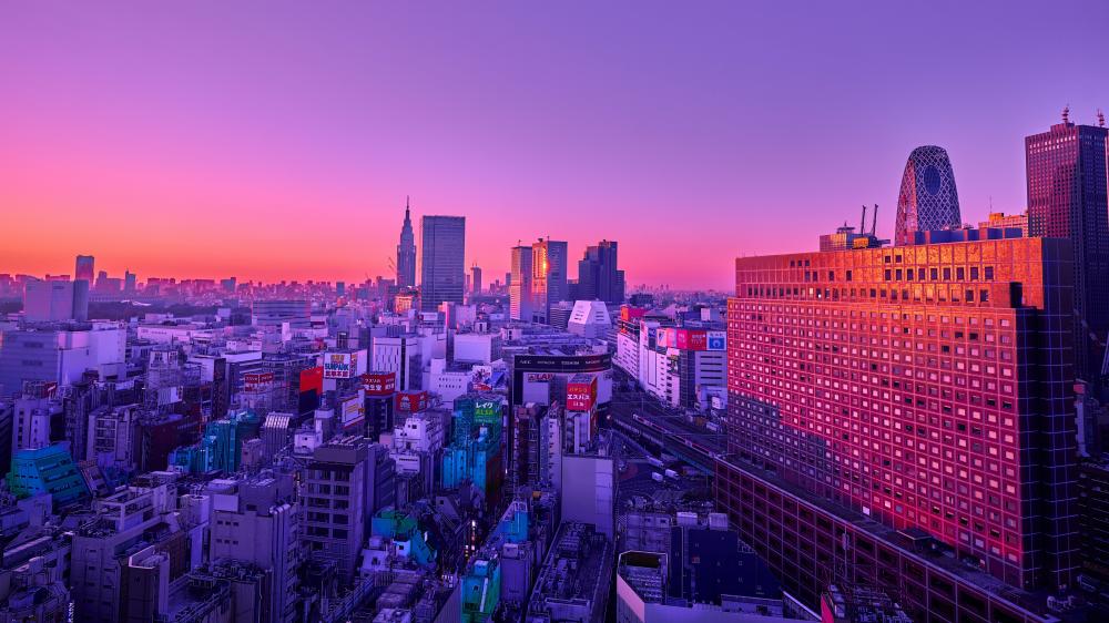 Tokyo pink sky wallpaper