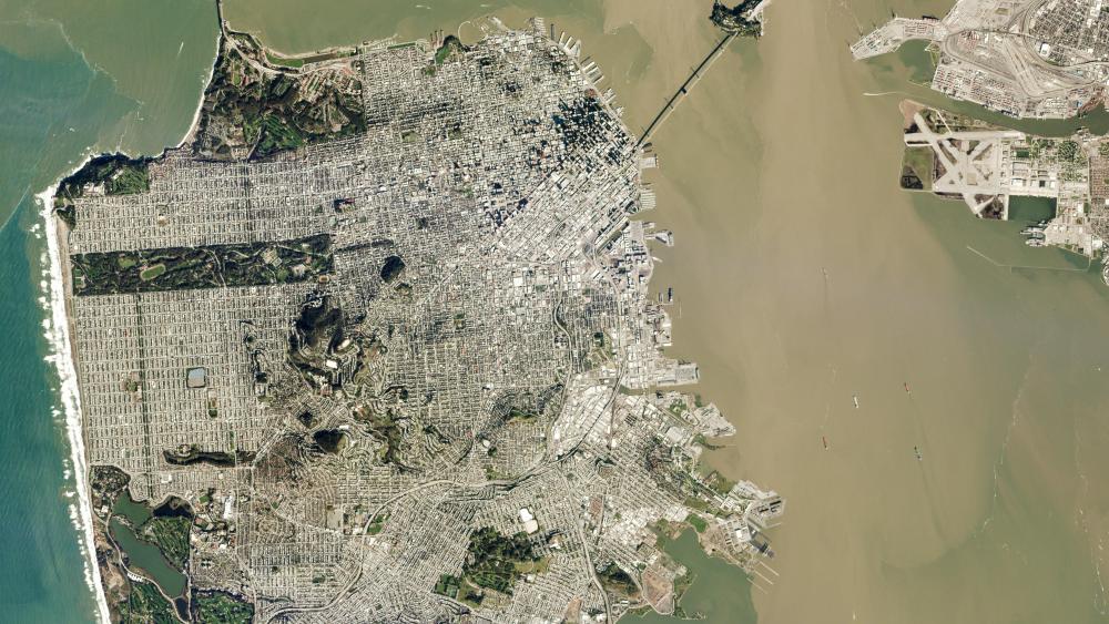Planet Labs Satellite Image of San Francisco, California wallpaper