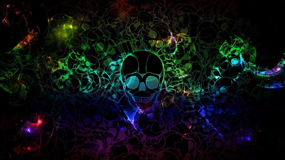 Neon Skull Graffiti wallpaper