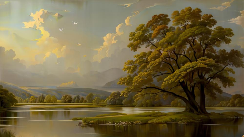 ai art: old landscape  wallpaper