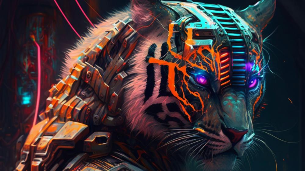 Cyberpunk tiger wallpaper