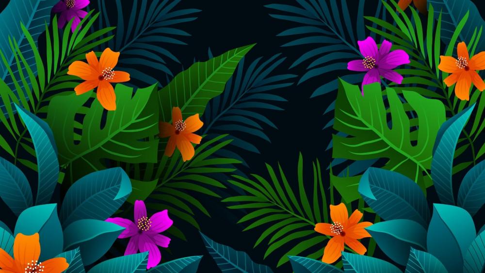 Tropical flowers wallpaper