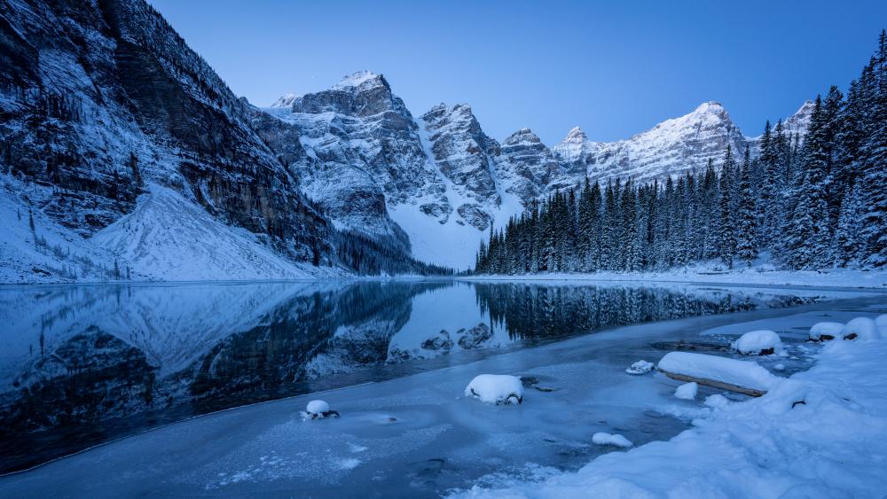 Moraine Lake in wintertime - backiee