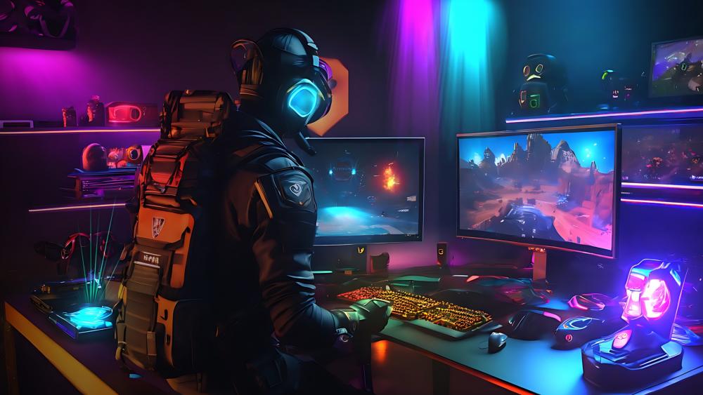 Cyber Warrior's Gaming Station wallpaper