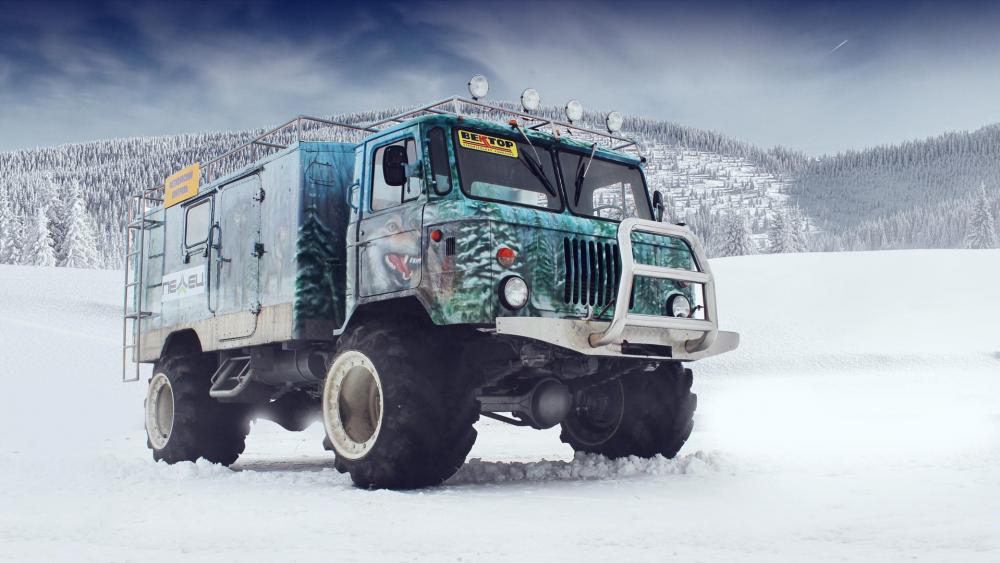 Vintage Snow Safari Truck Adventure with a GAZ-66 wallpaper