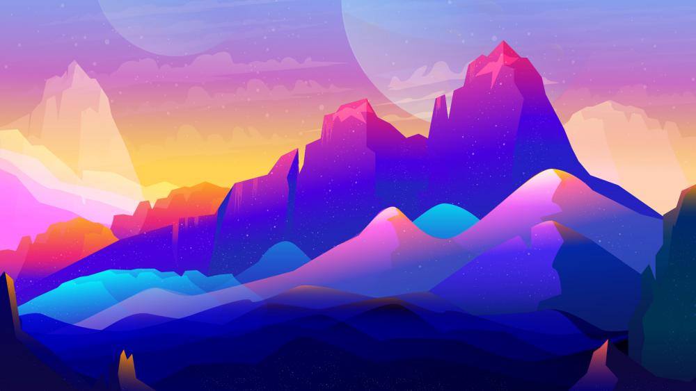 Vibrant Mountain Twilight wallpaper