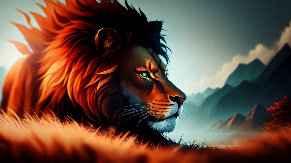 Majestic Lion at Dusk wallpaper