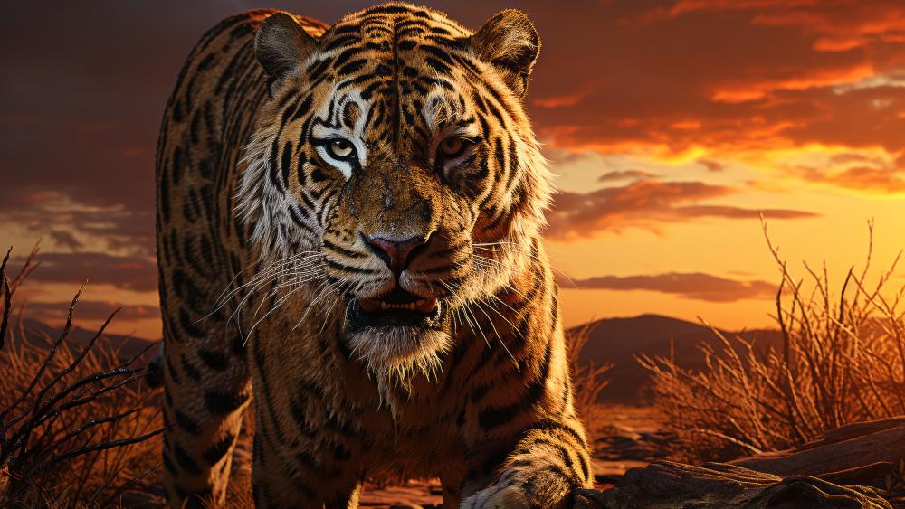 Majestic Tiger at sunset wallpaper