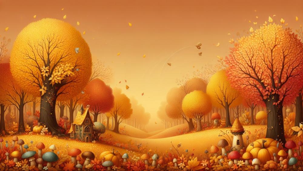 Golden Autumn Fantasy Escape wallpaper