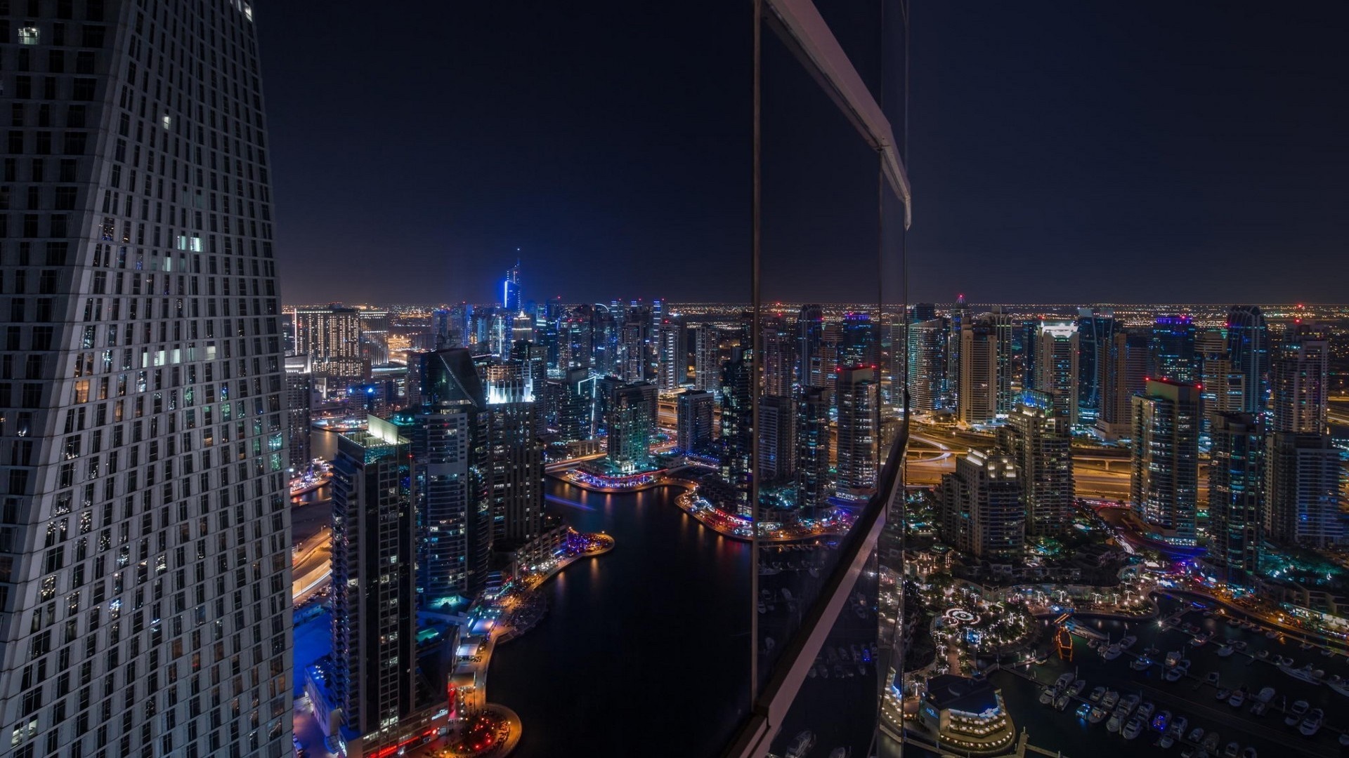 Dubai Marina District Night View Wallpaper Backiee