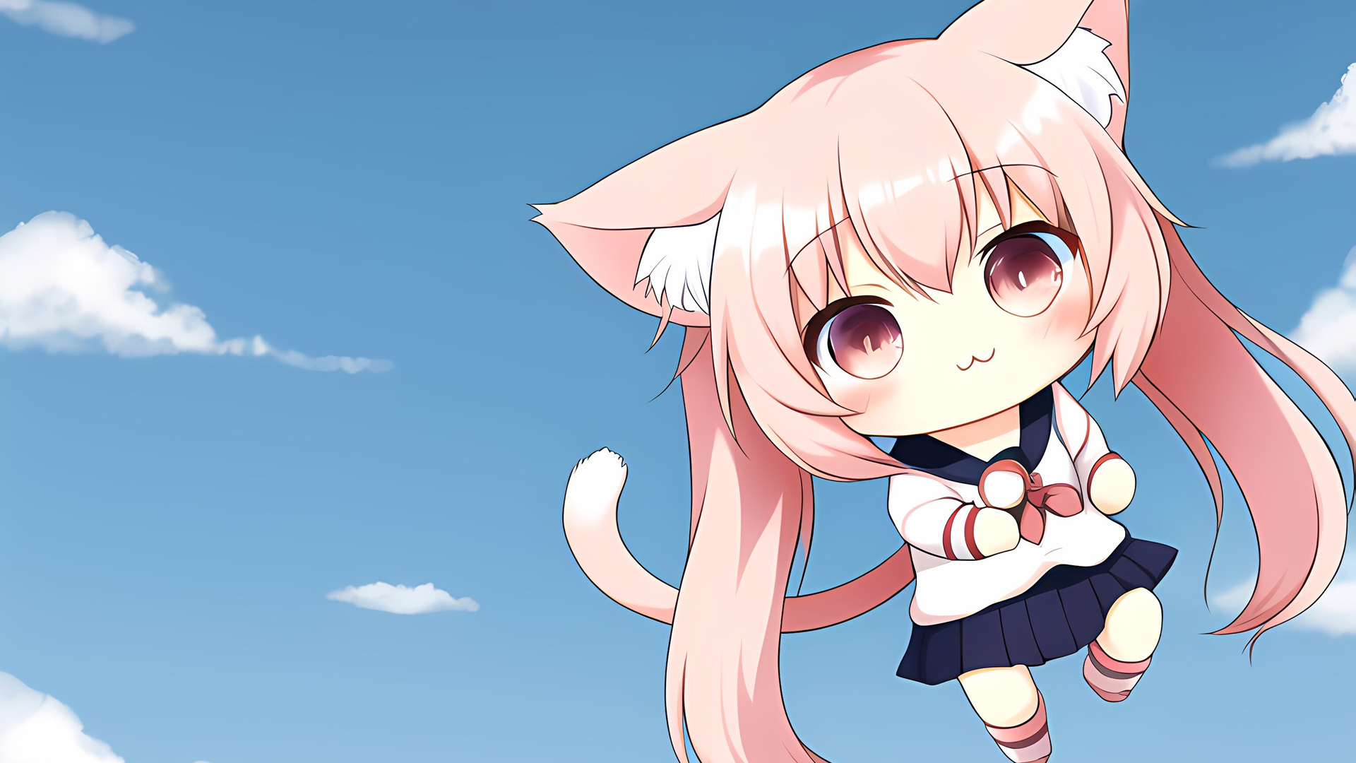 Adorable Anime Cat Girl Soaring High Backiee 5558