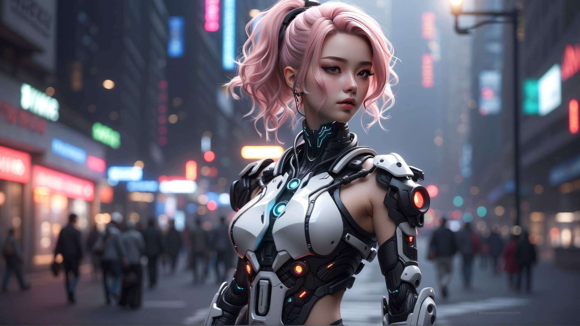 Futuristic Warrior In Neon Metropolis - Backiee