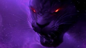 Purple panther with red glowing eyes wallpaper