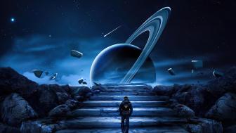 Stairs to Saturn wallpaper