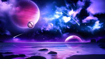 Beach and planets wallpaper