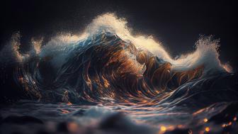 Stormy ocean with big waves wallpaper