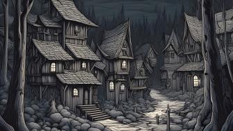 Forest village wallpaper