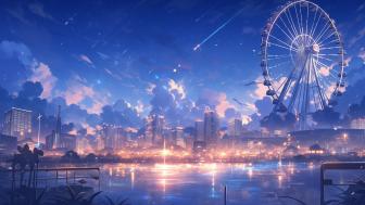 Anime Cityscape at Twilight wallpaper