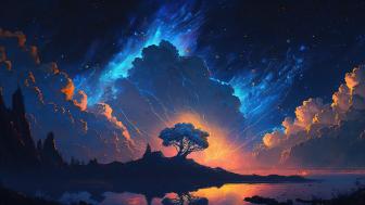 Twilight Mystique Under Cosmic Skies wallpaper