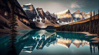 Tranquil Lake Amidst Towering Mountains wallpaper