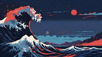 Majestic Waves in a Stylized Fantasy Seascape wallpaper