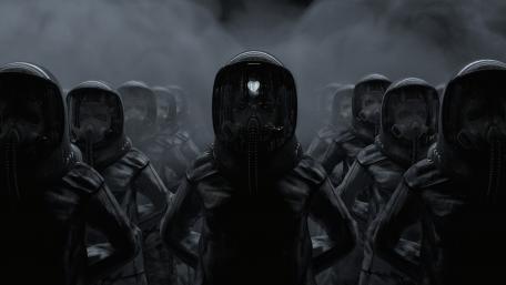 Cyborgs in gas mask wallpaper
