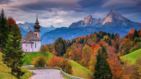 Wallfahrtskirche Maria Gern autumn scenery wallpaper