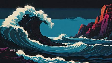 Midnight Surge of Majestic Waves wallpaper