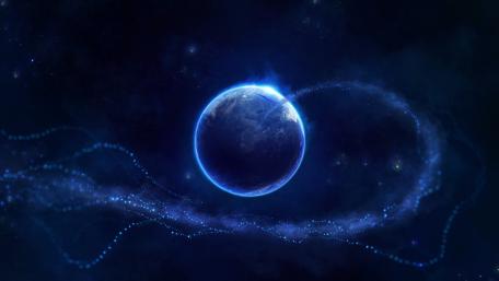 Azure Orb of the Galactic Frontier wallpaper