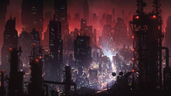 清道夫城市景观赛博朋克5k  Cyberpunk city, Futuristic city, Anime city