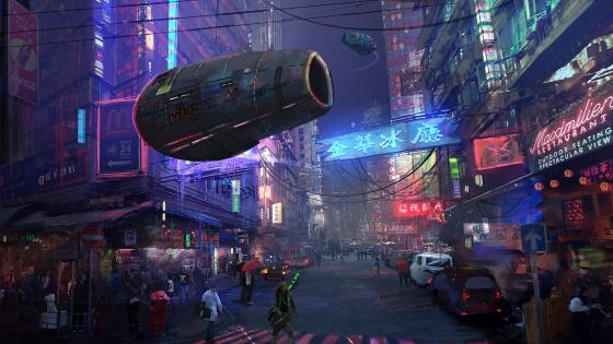 清道夫城市景观赛博朋克5k  Cyberpunk city, Futuristic city, Anime city