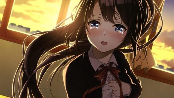Image of a crying anime girl in a hoodie on Craiyon