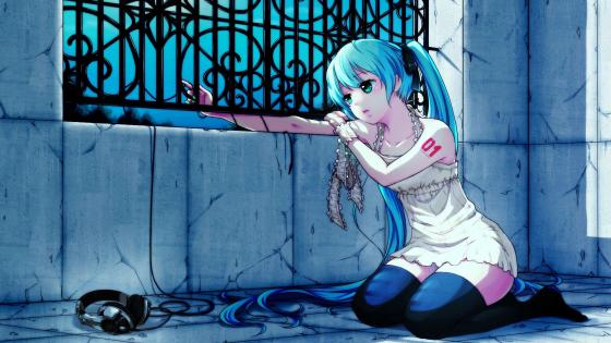 Sad anime girl on ledge Wallpapers Download