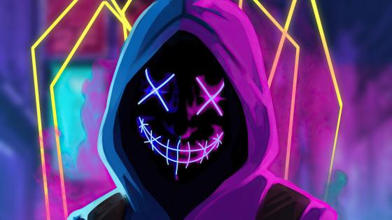 Download A Person Wearing A Neon Mask With A Hoodie Wallpaper