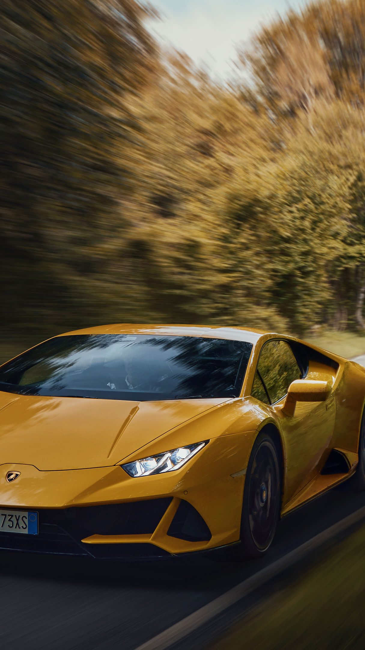 Yellow Lamborghini Huracan Evo - Golden Blaze Of Speed On A Forest Road 