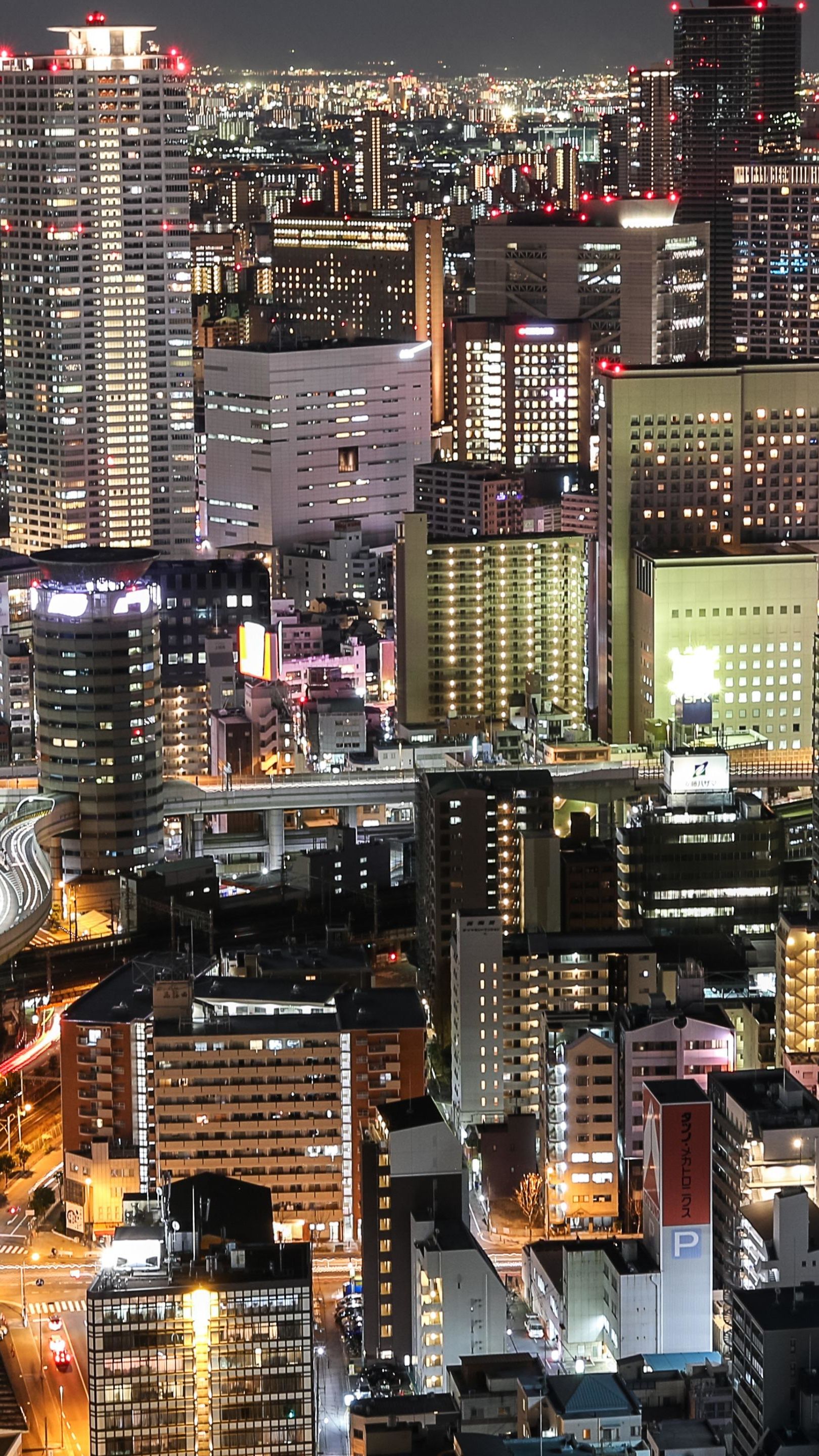 Osaka at Night Viewed from the Umeda Sky Building wallpaper - backiee