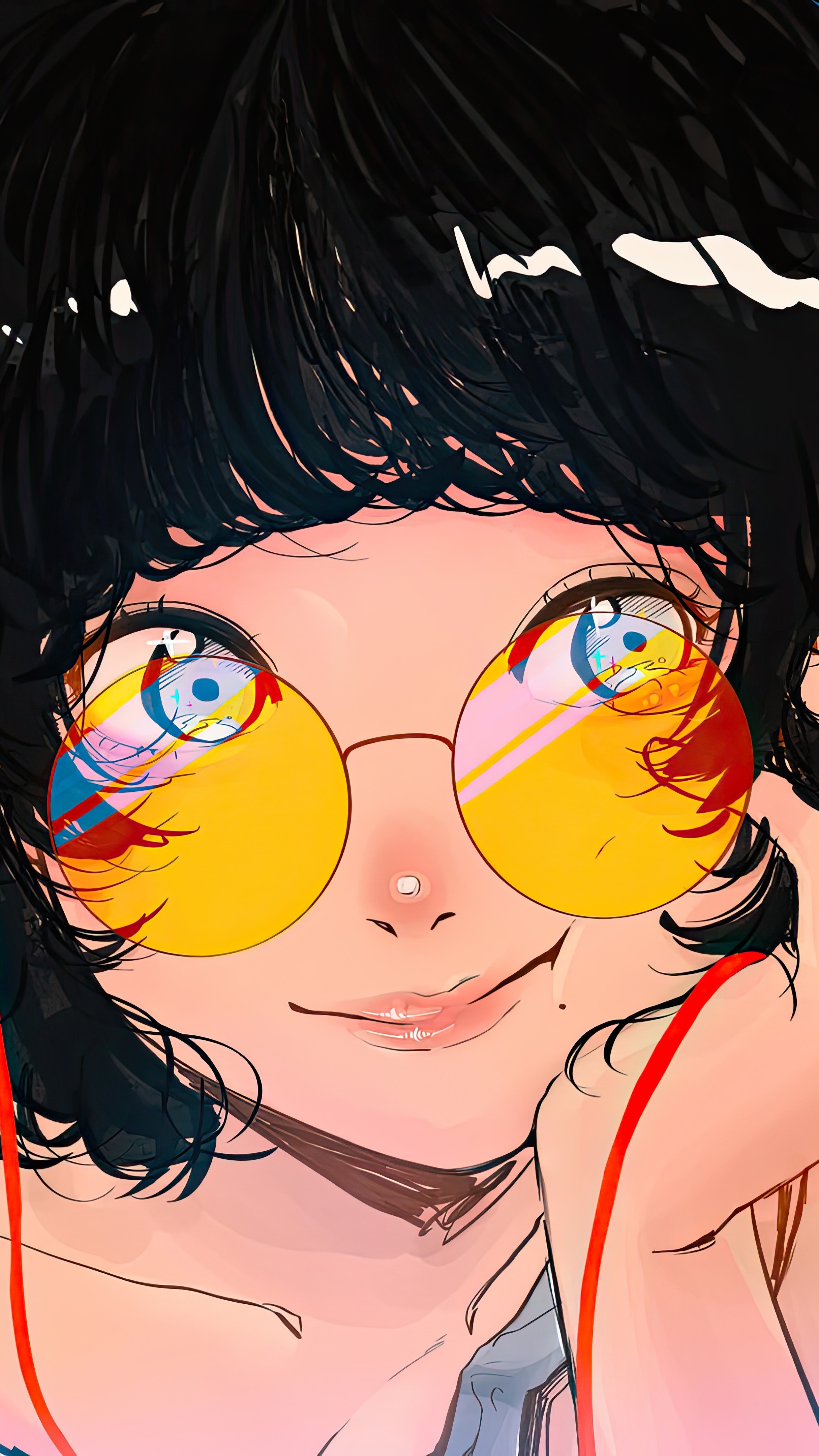 Stylish Anime Girl with Reflective Sunglasses - backiee