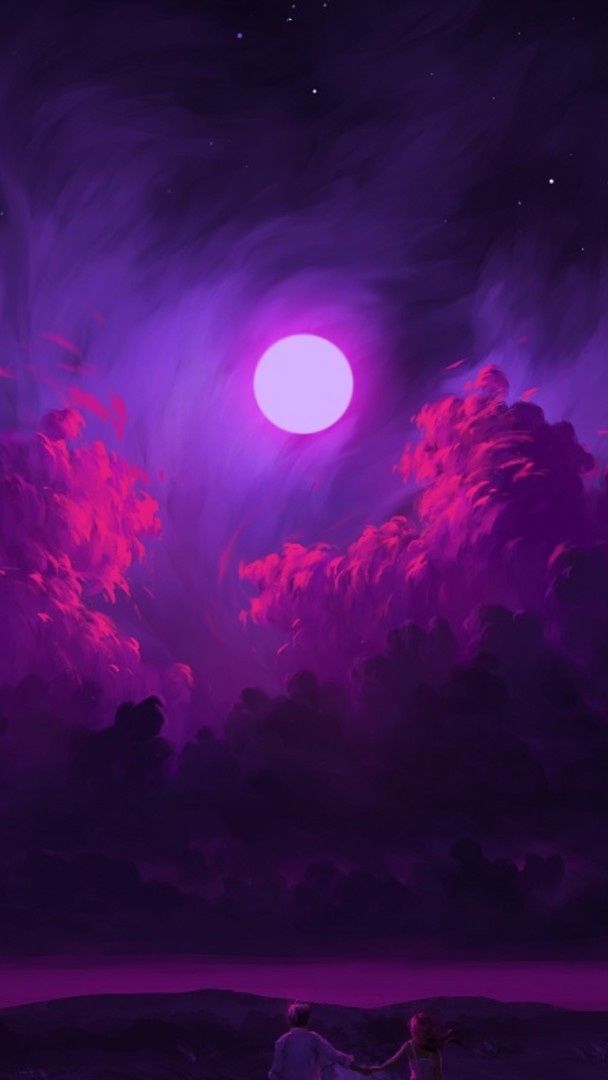 Mystical Purple Night Sky - backiee